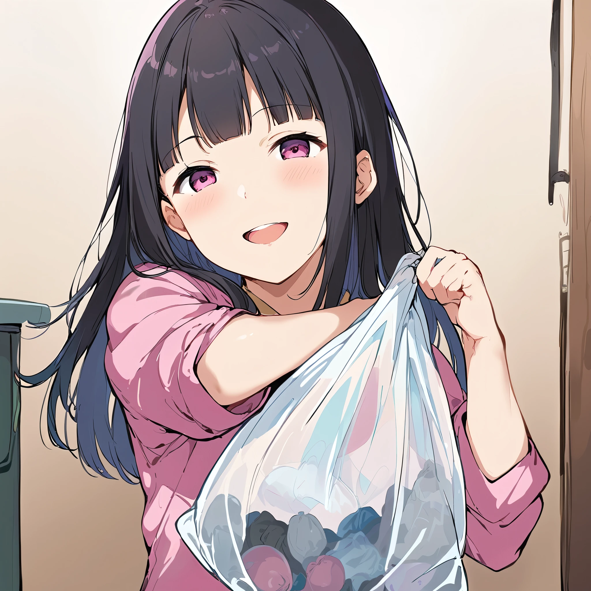 1. Beautiful woman in a pink polo shirt, short hair, Small breasts,Black Hair, Hospital Beautiful Cute High Quality Short Sleeves White Panties Opened with Hands Embarrassed Smile
