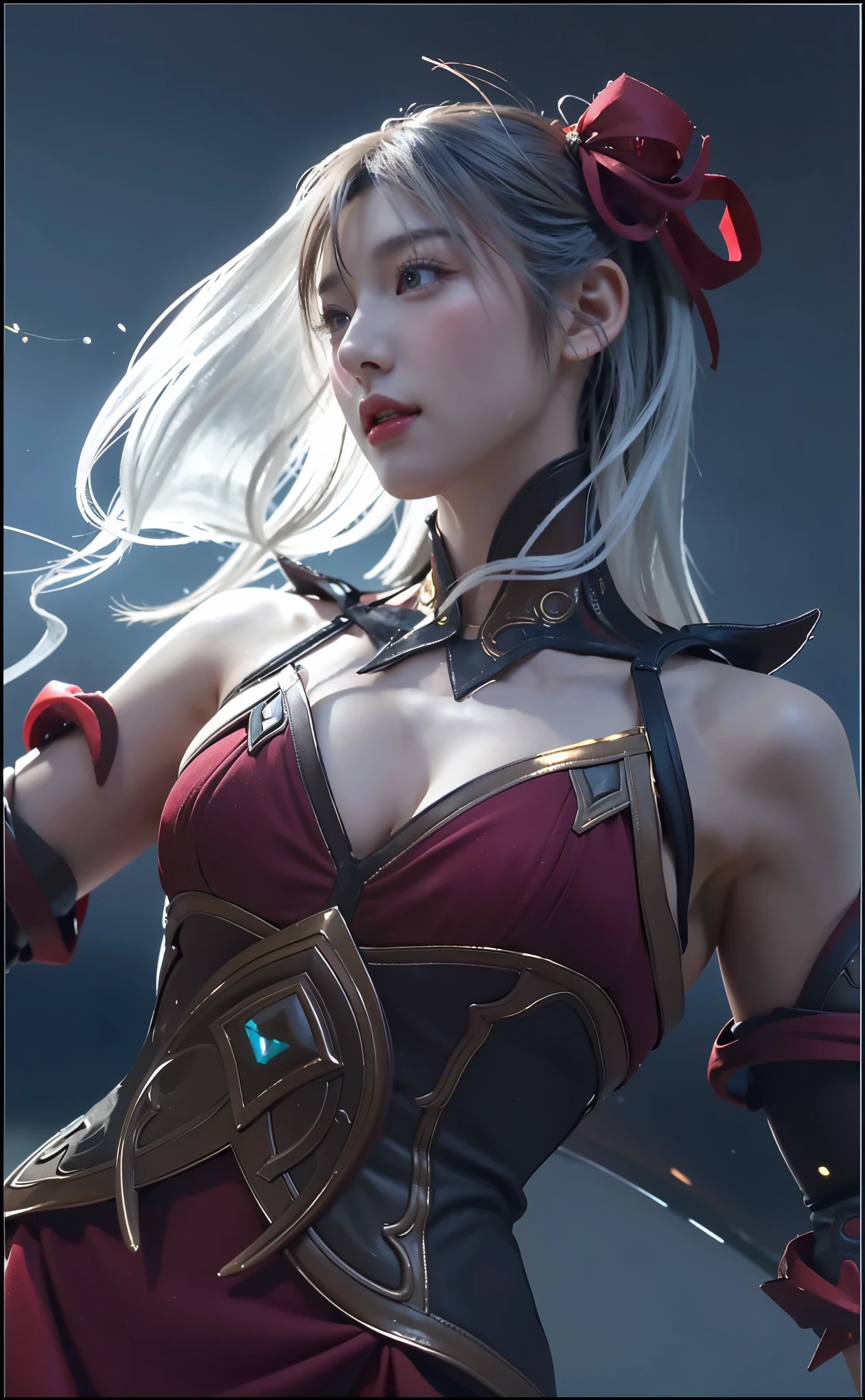 (masterpiece, highest quality, highest quality, official art, beautifully、beautiful:1.2),(One Girl:1.2),cute,Very detailed,(Abstract:1.4, fractal art:1.3),(Silver_hair:1.1),destiny \(series\),colorful,Most detailed,(fire:1.2),ice,lightning,water,(splash_art:1.2),jewelry:1.4,Hanfu,scenery,ink,whole body,Haifei City,