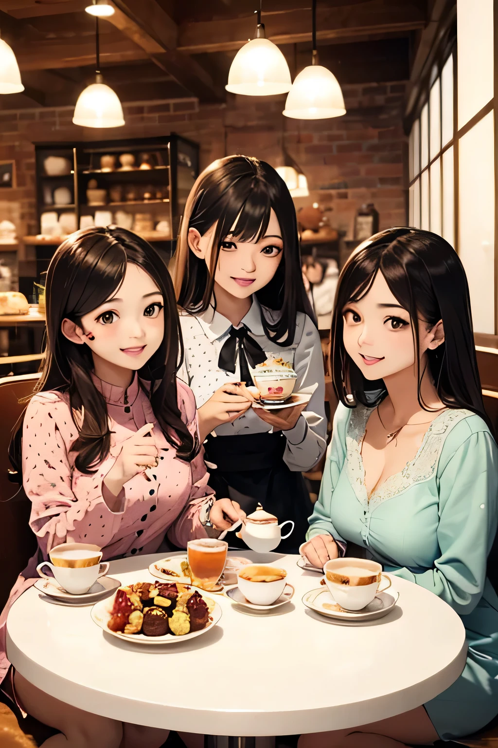(Highest quality:1.2),、School trip、Commemorative photo、Group photo、(Masterpiece 1:2)Very detailed、 Super detailed, High resolution, Tabletop:1,2, Vibrant colors, Bokeh, Professional Lighting, Physically Based Rendering, Flat Color:0.8, Great illustrations, Realistic:1.37, Shinkai Makoto style, Your name style, Light brown hair, Elegant update, Short Bob, Hairstyles such as chignon、3 people~Seven Young Women, No clothes、Laugh together, Dynamic pose, Selfie, Upper Body