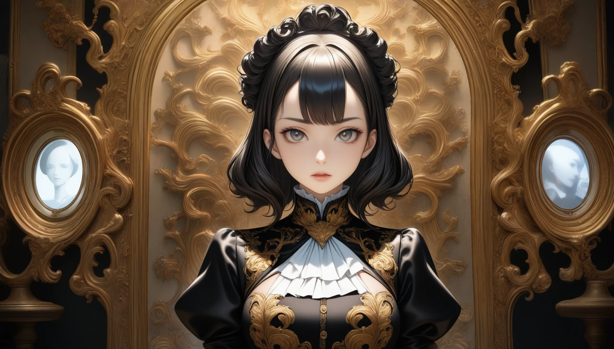 (Highest quality, masterpiece, Very detailedな, Very detailed, Exquisite, 16K,Full HD),(White Background:1.5),、Big Breasts,No text,Upper Body,serana