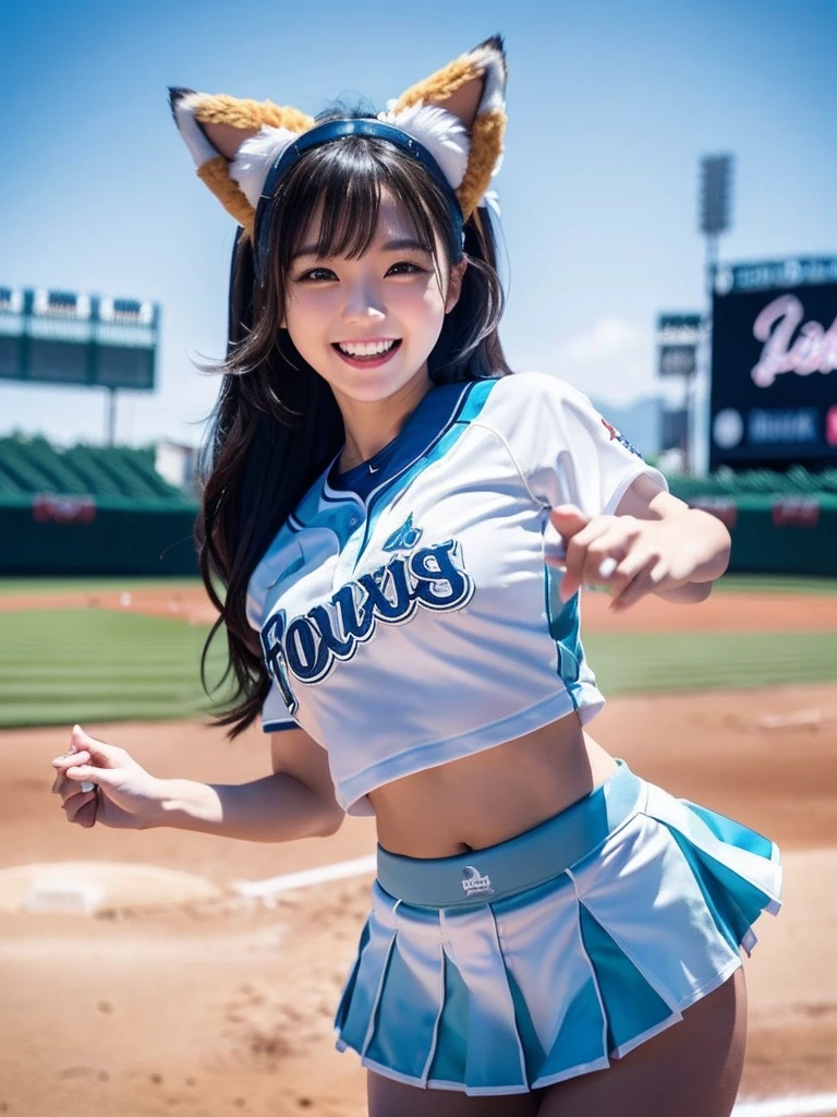 (ultra realistic, photo realistic:1.2),1girl, (kitsune dance), animal ears, detached sleeves, blue shirt,
cowboy shot,best quality,studiam,outdoor,smille,open mouth,
<lora:kitsunedanceXLv1:0.7> <lora:chilloutmix_xl:0.3>