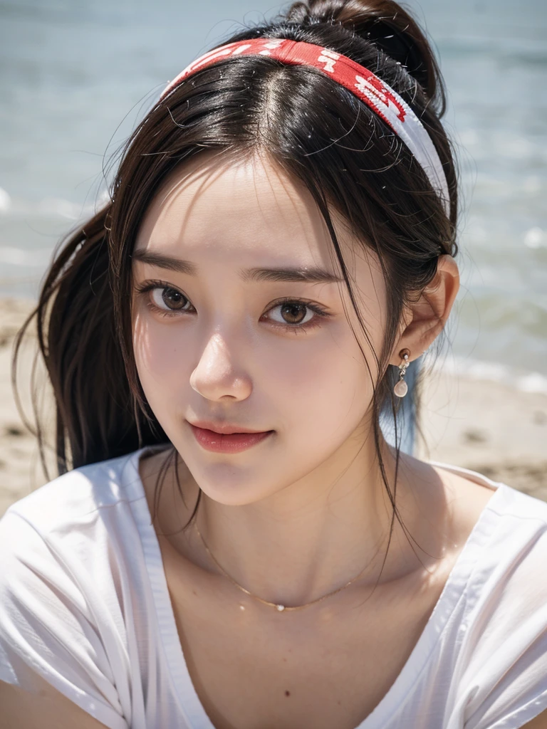 (((In the highest quality、Extremely detailed)))Ultra high resolution close up image of face,Long, straight black hair frames her face,You can clearly see each and every hair、((Depicts subtle color changes depending on the amount of light hitting the subject,The skin is white and smooth、Natural shine,Fine skin texture、Representing the fine details of pores)),Details of light redness on forehead and cheeks,eyes are light brown,(((Fine details of the iris、Depicts color gradations and patterns))),Long, natural-looking eyelashes, each and every one visible,Well-groomed eyebrows、眉毛やまつ毛のindivual々The hair is clearly visible,Light reflects off into the eyes、Create small highlights,The nose is delicate、Fine detail on the nostrils,唇はふっくらとして自然なpink色,Depicts the fine lines and soft curves of the lips,Shiny、Accentuate the shape,Detailed depiction of lip texture,Particular attention to the depiction of light and shadow,Soft natural light gently illuminates the face from the front,A slight glow on the forehead, nose and cheeks,Shadows are cast softly along the contours of the face、Accentuates the curves of the cheekbones, chin and sides of the nose,The gloss on her lips reflects the light faintly、Emphasizes plump texture,The shadow of the hair gives depth and dimension、indivual々The hair shines in the light,The background is simple and blurred、Focus on the face,Highest quality, Realistic, Realistic, Very detailed, Very delicate and beautiful, RAW Photos, Professional Lighting, Facial Lighting, Depth of written boundary, Single Focus, whole body, 20-year-old woman, (night, Beach, Starry Sky: 1.4), Brown Hair, Brown eyes, Small head, ((Big Breasts)), Stylish girl, Beautiful Eyes, True Face, Real Skin, Realistic face, Realistic skin, Fine grain, Detailed facial features, Detailed clothing features, (Fashionable clothes: 1.3 ), (Trendy hairstyles: 1.3) Dynamic pose, View your viewers, Detailed face and chest, (Purelos Face_v1:0.33), (Urzan-6500:0.33),Japanese high school girl posing in the schoolyard in the evening。She is wearing a white shirt and a navy blue pleated skirt.、wearing a red ribbon tie。The sleeves of the shirt are slightly rolled up、A simple silver bracelet shines on her wrist, visible through the cuffs of her sleeves.。The model has naturally straight, shoulder-length black hair.、Bangs should be slightly over the eyebrows。Her skin is translucently white、Gives off a healthy glow。 In the background is a large schoolyard.、You can see some rusty iron bars and playground equipment.。The sky is dyed with the sunset、orange、pink、The purple gradation spreads beautifully.。There is a large cherry blossom tree behind the model.、The leaves are swaying in the wind。There are some weeds growing at my feet.、Gives a sense of reality。 The lighting is soft and natural, gently enveloping the model.、Warm hues illuminate her face and uniform.。She has a natural smile、Her left hand is lightly lifting the edge of her skirt。The right hand is placed on the hip、The pose is relaxed yet somewhat confident.。Her eyes are on the camera、She has a pure and bright expression.。 Overall、A fusion of the freshness of youth and the calm atmosphere of the evening.、The aim is to create an elegant yet approachable photographic image.。