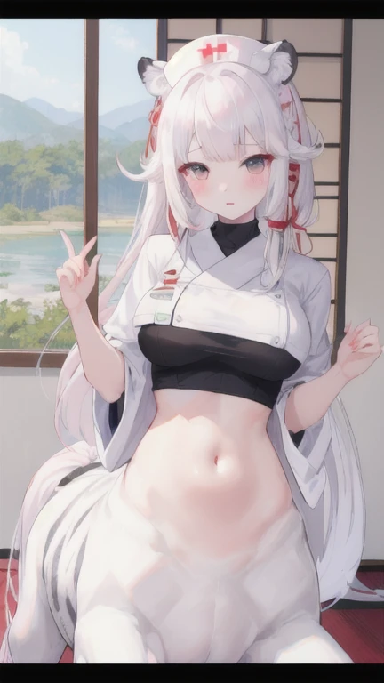 1girl. (wearing nothing:1.5), nsfw, large breasts, naked. cooking. garden, ramen。 、sea, Nipples