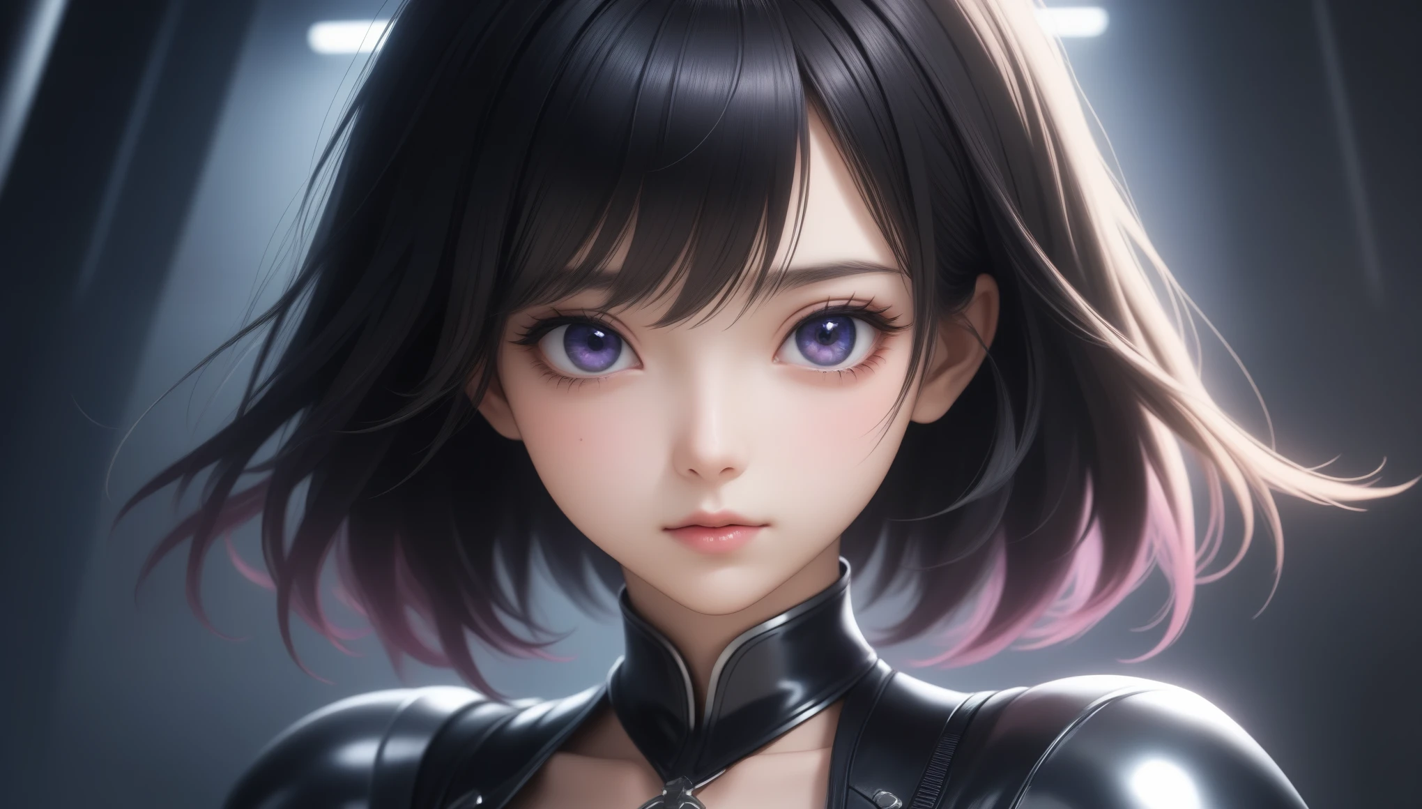 (Finest quality)),(超A high resolution),(ultra-detailled art),(Meticulous portrayal),((Best Anime)),(Finest works of art),sharpness,Clair,Ultra-Precision Art,The art of astounding depiction, (Female Ninja in the Dark:1.3), maroon hair, extremely detailed hair, short hair, bangs, beautiful eyes, detailed eyes, perfect eyes, double eyelid, green eyes, beautiful lips, soft lips, clear skin, soft skin, ninja outfit, looking at camera, pretty face, close up face, ninja armor, female ninja suit, reveal shoulders, show cleavage, korean girl, korean beauty, 24 years old, sexy,