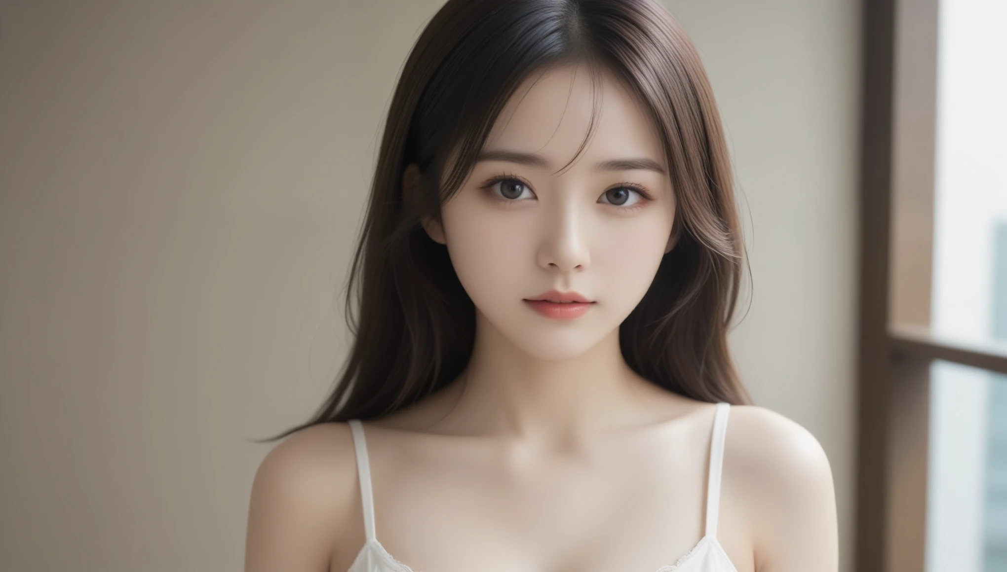 8K, Ultra-high resolution, highest quality, masterpiece, Surreal, photograph, 1 girl, (16 years old:1.3), pretty girl, Cute face, Beautiful eyes in every detail,masterpiece, ((Spread your thighs))、Sexy pose、See through 、Look at the audience、beauty,Long neck、Smile a little、Please close your mouth and laugh、(((Ideal body proportions))),A cup small breasts :2,、Portraiture:2、Perfect Anatomy、Vivid details、detailed、Surreal、Light and shadow,Strong light,Fashion magazine cover,Thin lips