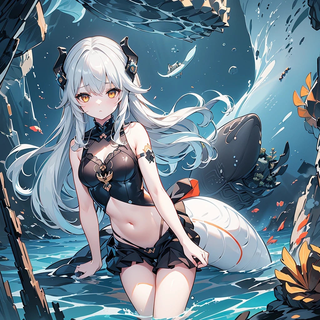 The girl has white hair,A dragon's tail grew from the girl's butt,Blue eyes,Has two legs,The girl's face is human,hands raised overhead,Expose the armpits。White stockings on her legs,The girl was not dressed,The reveal panties,white liquid on your face。,There is a white liquid on the body。There is a white liquid next to the girl。A dog collar around his neck。The dog collar is connected with a chain。The girl opened her mouth wide,Sticking out his tongue,Bare shoulders and abdomen,The girl gasped。delicate leg。Small and delicate feet。The thighs and calves are fully presented in front of me。No shoes on,The girl has a dog collar on her ankle,The dog collar is connected by a chain。The girl has a dog collar on her thigh,The dog collar is connected by a chain,There is a lot of white liquid on the girl。There was a black tentacle wrapped around the girl's abdomen。