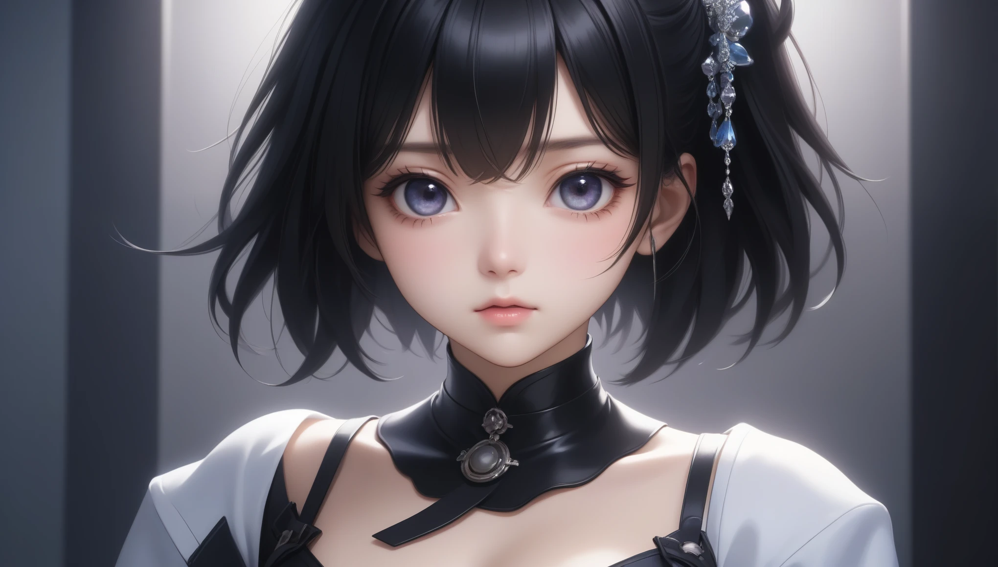 Symmetrical face,Fully symmetrical bust,vtuber,animemanga girl,Ponytail hairstyle