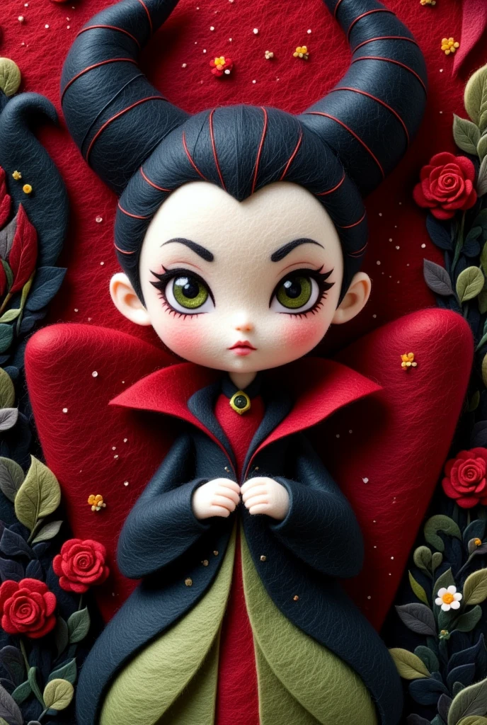 Felt Art：The Evil Queen，Disney style，Black and red