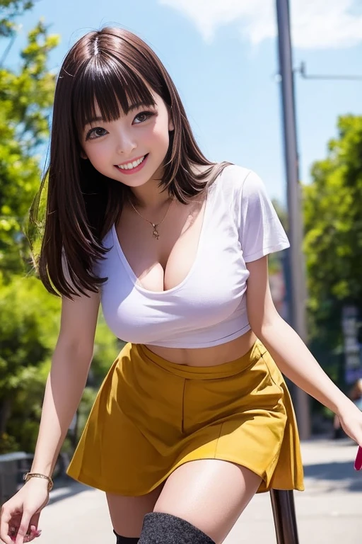 （(masterpiece, highest quality:1.2)）, （High resolution,Fine details）,（4K images）（（The whole body is visible））,（（Shooting from the front））,Natural images,No discomfort,one person,Japanese,Beauty,Student Model,slim, Breast augmentation,F Cup,cute,The eyes are large, double eyelids, and droopy.,Golden Hair,Cat Ear Ponytail,(She ha),Cheerleader,She has her mouth open,tongue,Her outfit is a see-through white knit.,Transparent pants,White Turtleneck,Chest,Nipples,((pubic hair)),,(She is wearing loose white socks),She is wearing high-top white sneakers.,