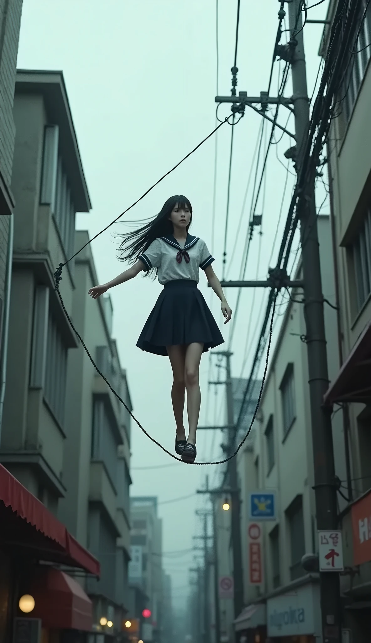 glitched、Hareful、A girl in a sailor suit commits suicide by hanging herself、suicide、hanged、Hanging、Abstract、Despressing、The artwork、Hareful、glitch art、Low image quality、monotone、Suicide by hanging、suicide、