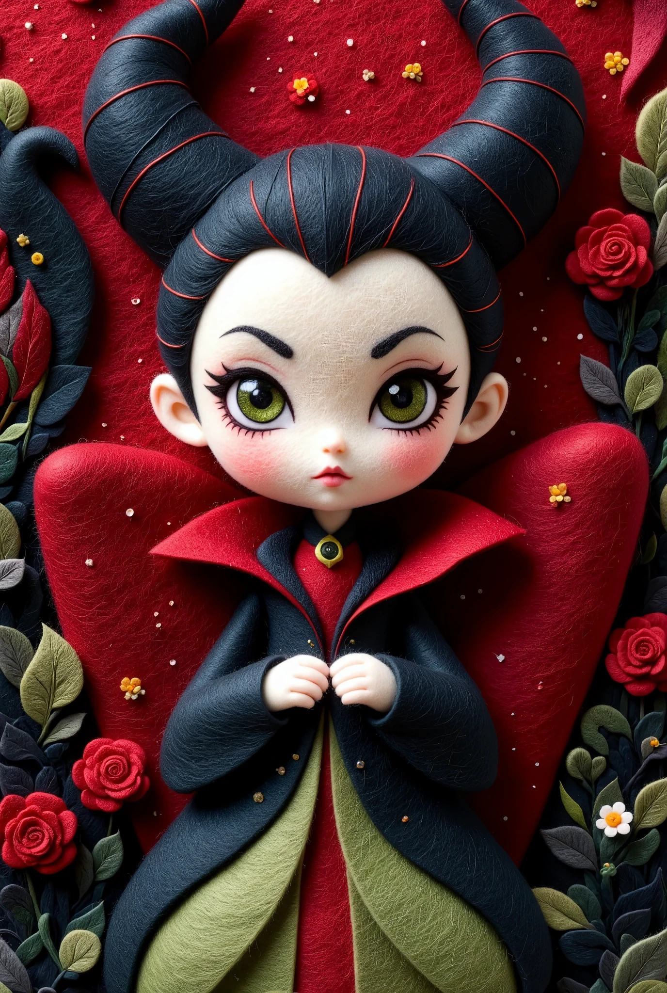 Felt Art:The Evil Queen,Disney style,Black and red