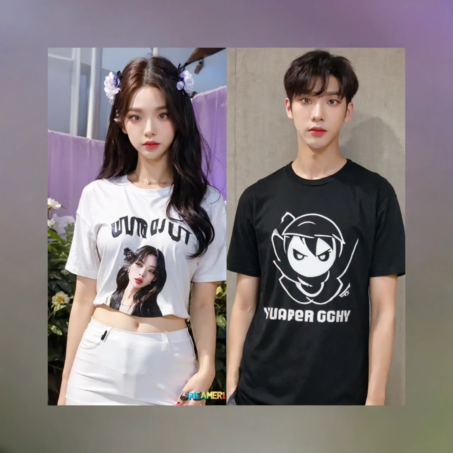 there are two people standing next to each other on a beach, taken with canon eos 5 d mark iv, shot on canon eos r 5, shot on canon eos r5, taken with canon 8 0 d, taken with canon 5d mk4, taken with sony alpha 9, outlive streetwear collection, taken with a canon eos 5 dBoy with girlfriend love futuristic background realistic face 8k ultra high quality hd
