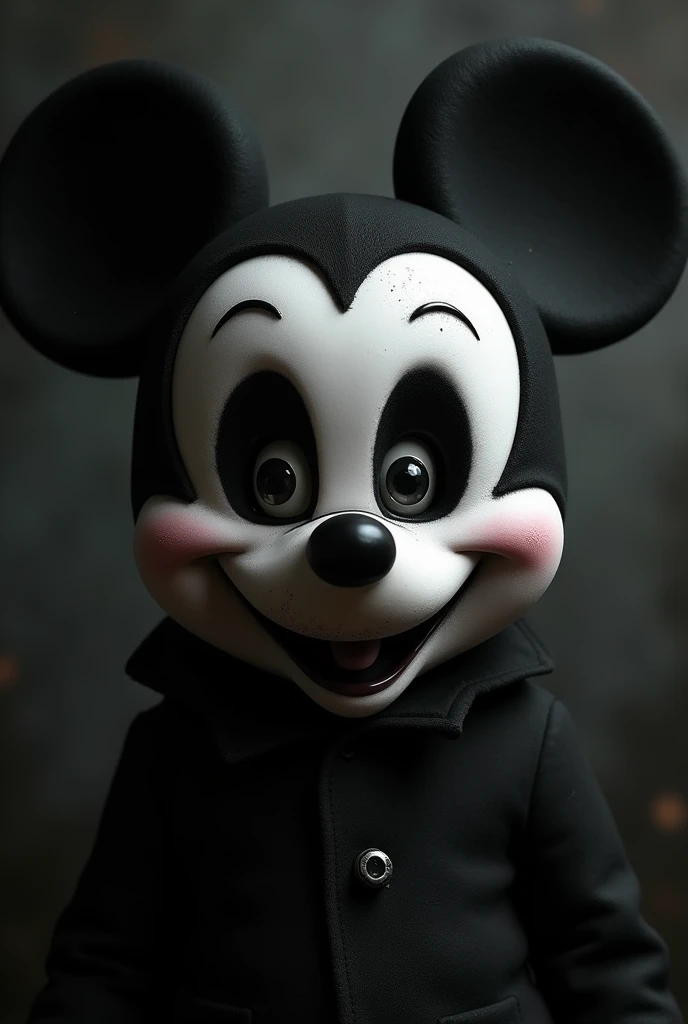 analog film photo. <lora:FF-Latex.ID-XL-011.bf16:1> latex (mickey mouse, a creepy latex mickey mouse costume:1.4), the latex is pleasant.. Hard light, hard shadows, faded film, desaturated, 35mm photo, grainy, vignette, vintage, Kodachrome, Lomography, stained, highly detailed, found footage