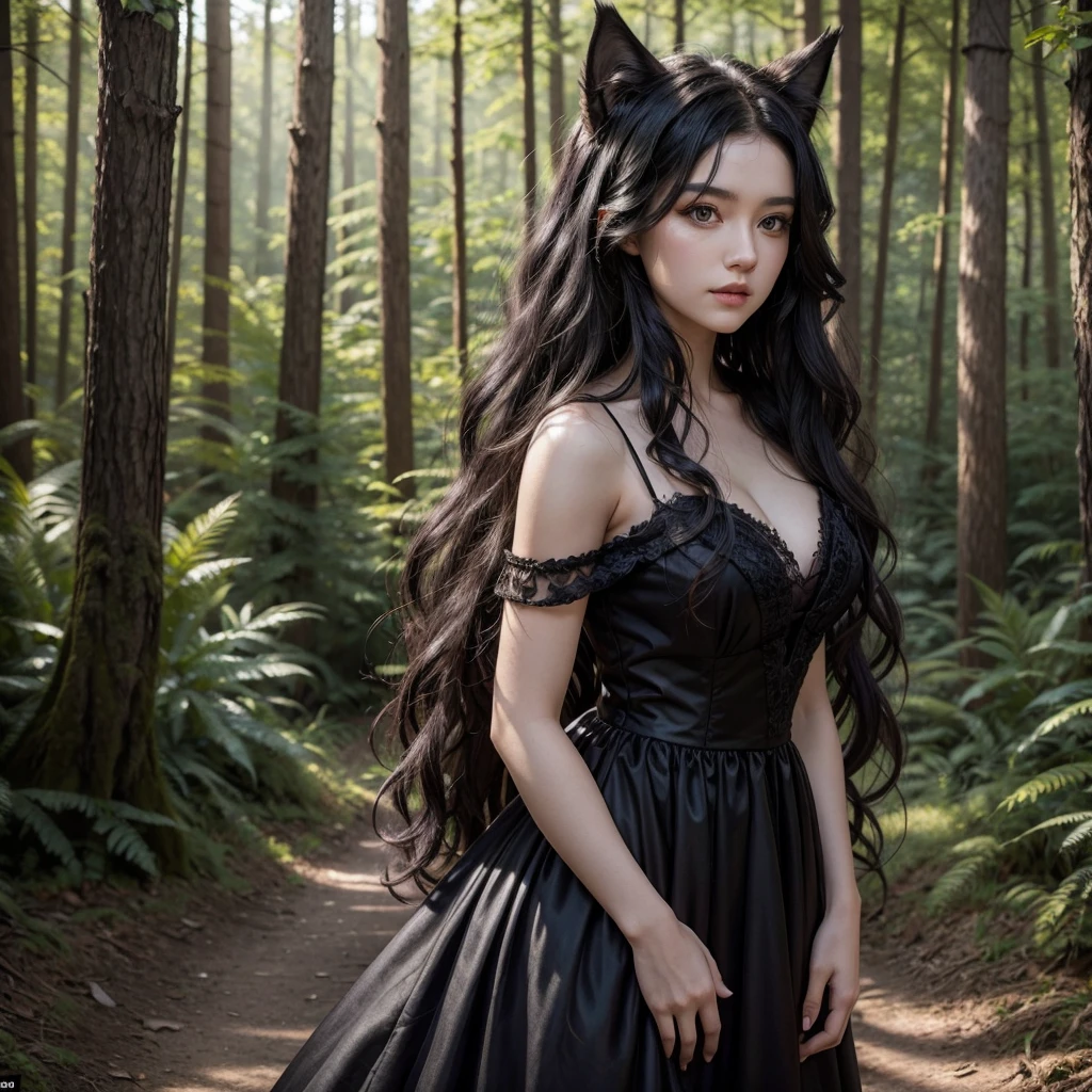 "Whimsical narrative, ((girl as the focal point)) in a mystical forest, alien machine as a fantastical backdrop, gentle sunbeams piercing through the branches, vivid color contrast, ((dreamy ambiance)), expertly blended elements, evocative storytelling"