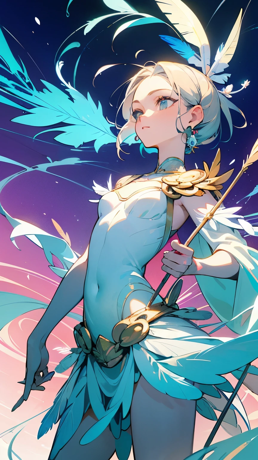 (Masterpiece: 1.6, Best Quality), (Fine and Beautiful Eyes: 1.2), (Overhead), High Quality, Beautiful Face, fantasy, elf girl, white hair, small breast, big booty, short hair, black clothes, looking behind