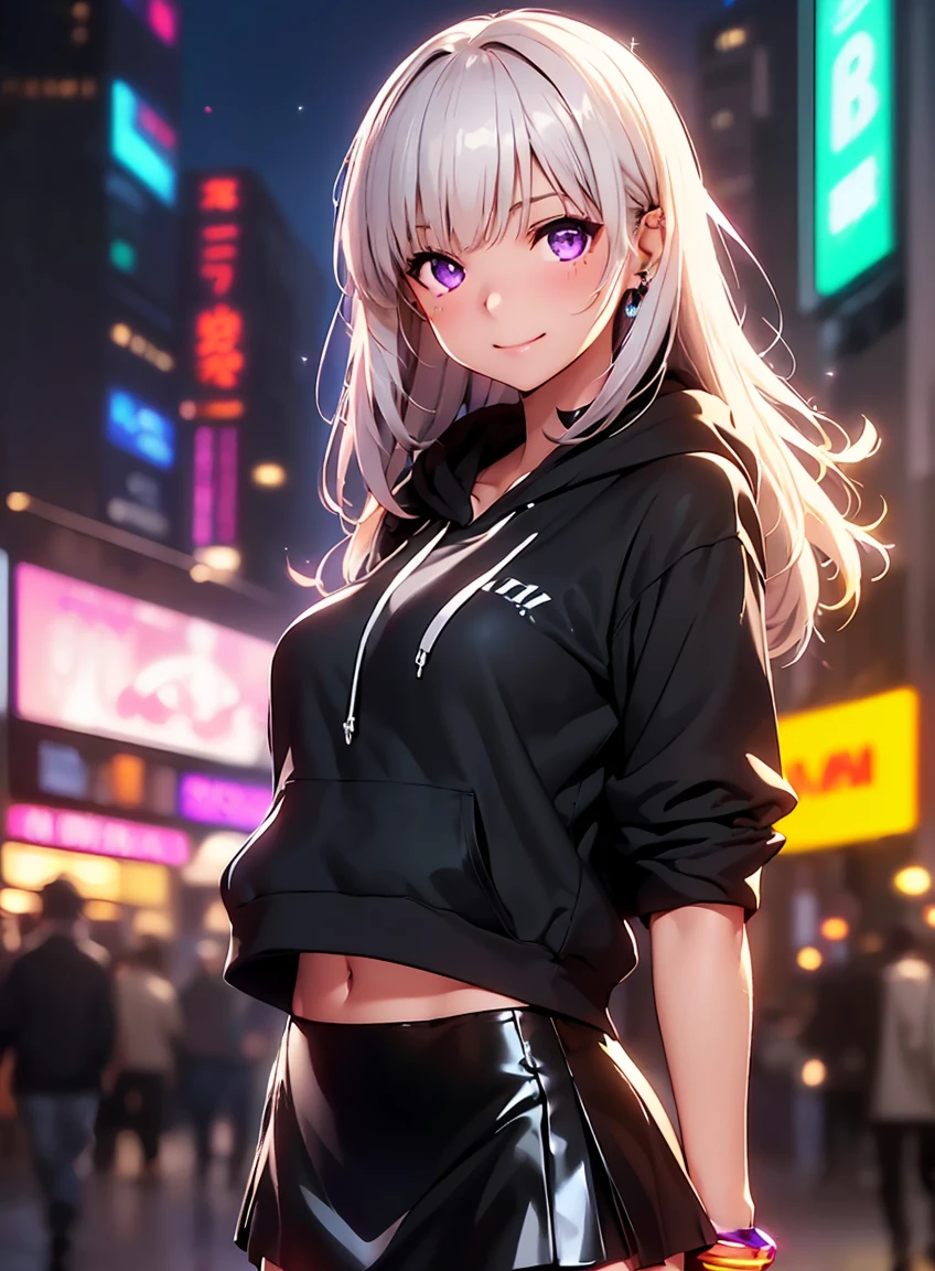 (black hoodie), (athletic shorts), (insane lighting), (wide hips and boobs), solo, 1girl, masterpiece, ultra high quality, very high definition, perfect generation, beautiful woman wearing a hoodie and shorts