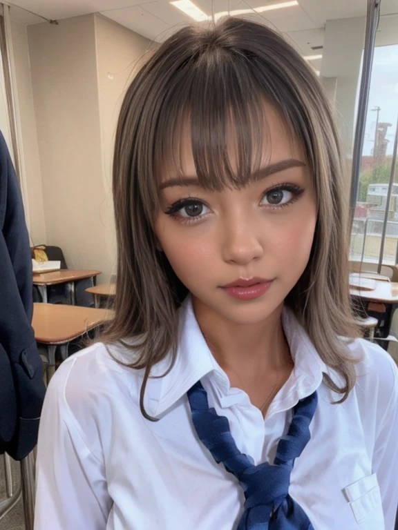 Stand facing forward,whole body,whole bodyが見える,カメラにwhole bodyが写る閲覧注意,Gal, (Anatomically correct),masterpiece, Best Quality, RAW Photos, Realistic, face,Beautiful girls, cute, Short bangs, Depth of written boundary, High resolution, 超detailedな, detailed, ighly detailedd, extremely detailedd eye and face, Sharp pupils, Realistic students, Sharp focus, Cinema Lighting, White skin and tanned skin,Alone,woman,(School Uniform:1.2),Loose socks,  ((Functional;1.5)), Attractive, Sunburn marks on tanned skin