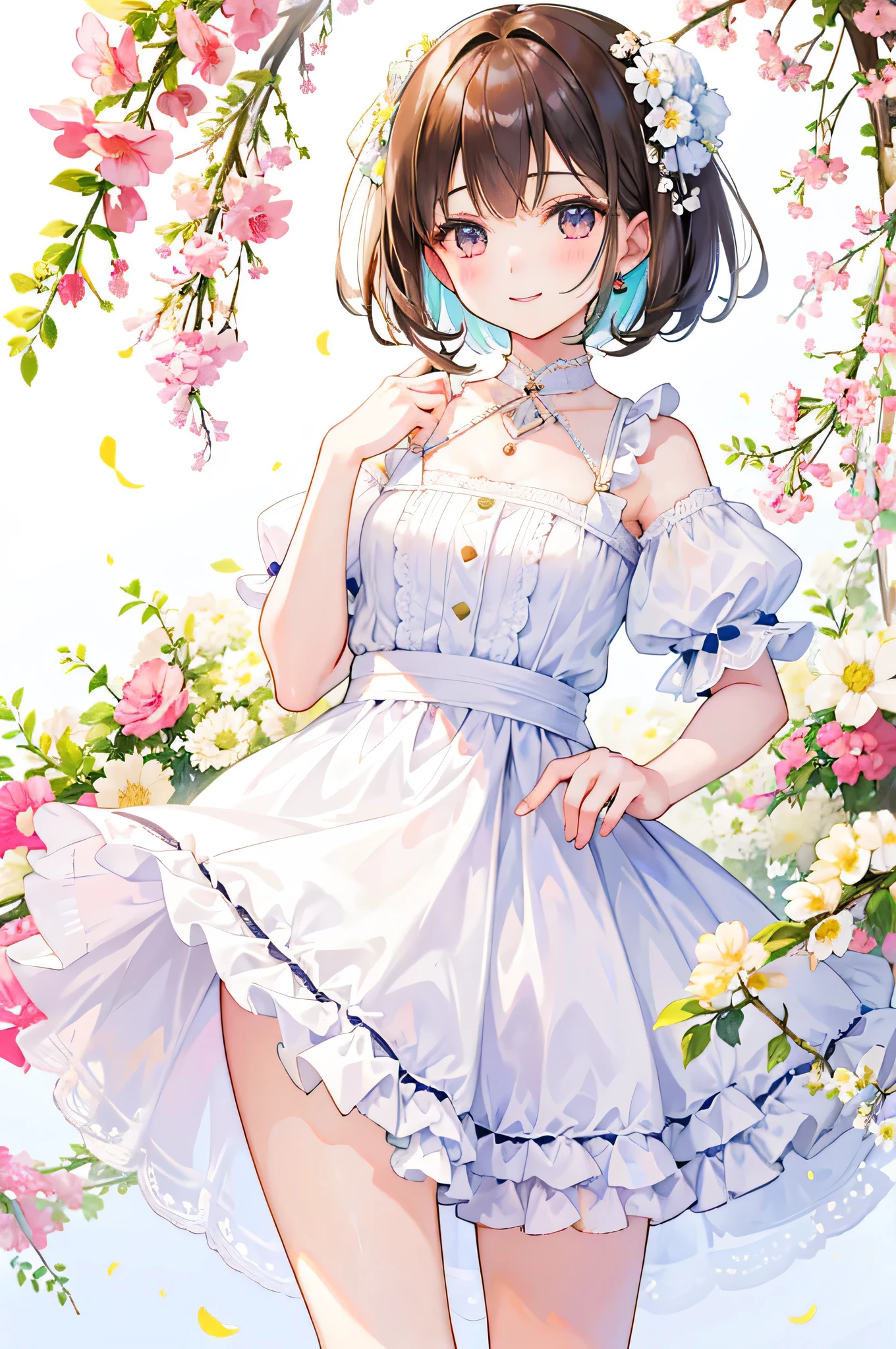 best quality,masterpiece,1girl,solo,(((9years old))),japanese girl,an extremely cute and beautiful girl,highly detailed beautiful face and eyes,petit,cute face,lovely face,baby face,shy smile,show teeth,black hair,medium short hair,flat chest,Hairless pussy,skinny,slender,(((wearing a very wet transparent white loose mini wedding dress))),(((standing in a flower garden))),she is looking at the viewer,(Clothes come off:1.2), brown hair, lips, hand on skirt(upskart:1.1),(no panties:1.1),(Kneeling:1.3),(Legs spread wide:1.2),(Panty short:1.2)