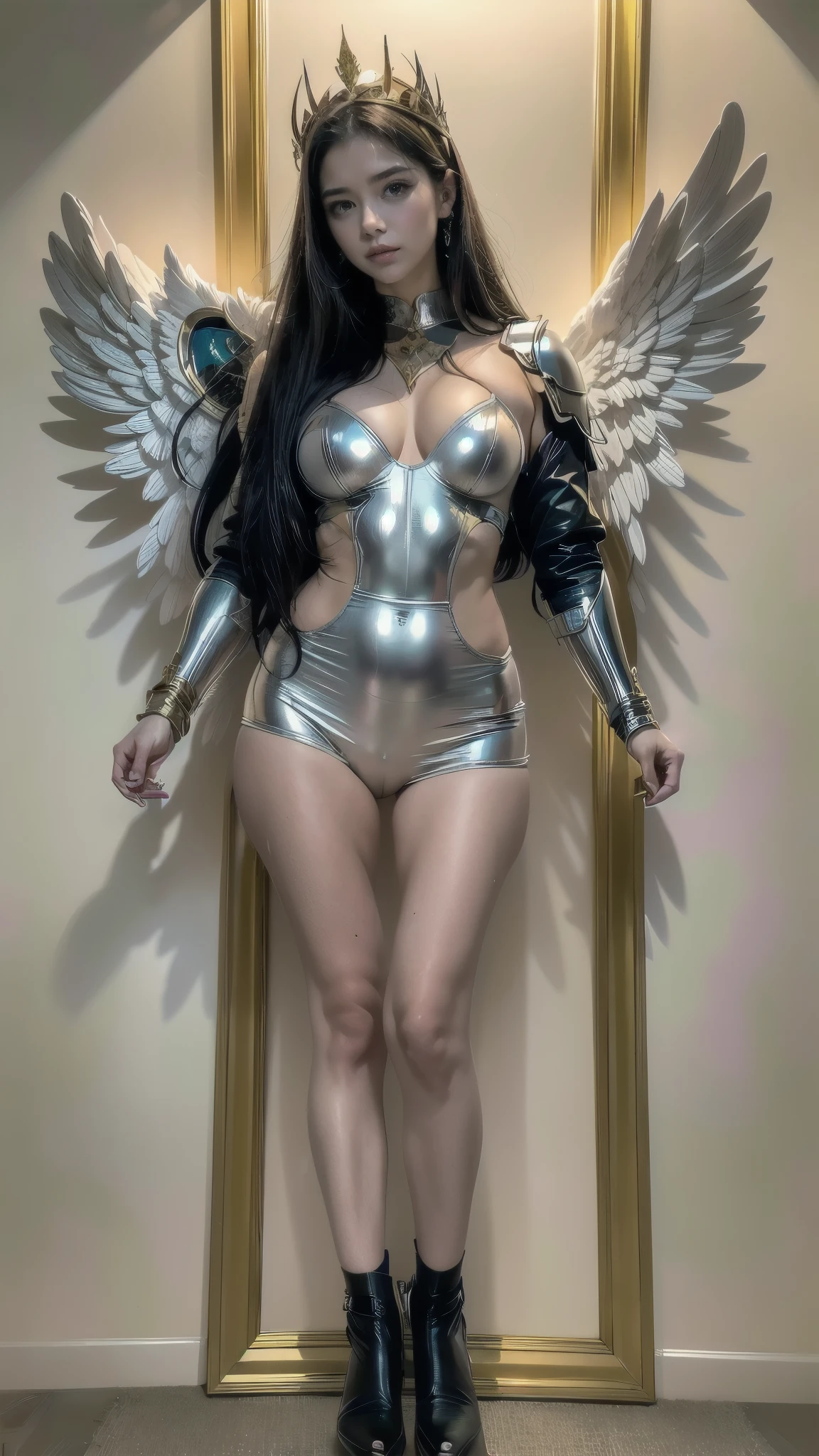 um close de uma mulher com uma caveira no ombro, Anjo majestoso de corpo inteiro, garota anjo cavaleiro, angel in plastic armor, anjo feminino alto, linda garota anjo ciborgue, beautiful female cleric, cushart krenz arte chave feminino, serafim, Conceito de personagem do Shadowverse, deusa. detalhes extremamente altos, ( ( arte conceitual do personagem ) ), Araffe Angel com asas dourado andando em uma rua, Anjo majestoso de corpo inteiro, super anjo largo, anjo largo shot, anjo largo, epic angel wings, body shot of cinematic goddess, Epic angle and pose, Asas angelicais nas costas, grosso, quente, compartilhar, linda garota anjo, de lindo anjo, tiro distante de anjo alto, foto gigante e impressionante da deusa, | artegerm, Sem estilo Ross Tran, inspirado em Ross Tran, Gold-plated Araffe in front of a building, Armadura Dourada Angelical, unreal motor render Knights of the Zodiac, Deusa Dourada Atena, like a mystical valkyrie, cosplay ornamentado, Deusa grega Atena, usando armadura dourada, 3 d deusa minerva, Knights of the Zodiac, - moon jewelry on forehead, angry expression, sad expression, Sailor Moon, armadura dourada, middle Ages, pintura, Traditional media, realista, detailed symmetrical eyes, rosto lindo detalhado, figurativo, belas artes, oil on canvas, HDR, 8k, Personagem original, high resolution, alto detalhe, foco no rosto, retrato, , middle Ages, Classicismo, Andrey Atroshenko estilo, pintura, Traditional media, realista, detailed symmetrical eyes, rosto lindo detalhado, figurativo, belas artes, oil on canvas, sailor moon, no pants, cameltoe,body proportions, (Chapped lips:1.4), (blush de nariz:1.2), foreshortening, black cuts, (eye contact), High contrast, ultra high resolution, high resolution, detailed, rosto limpo,  (rosto sensual:1.5), (Grandes olhos roxos:1.2), (olhos ultra detalhados:1.4), (Olhos de alta resolução:1.1), (textura de pele ultra detalhada:1.4), PERSEPHONE, PERSÉFONE, Perséfone, (SFW:1.5),  (full body:1.8), (upper body up:0.3),