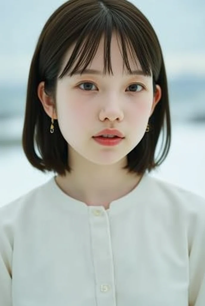 (top-quality、８k、​masterpiece:1.2)、1girl、((ddlers、2 ye、portlate、dressed in a white t-shirt、japanes、Put your face and upper body in、White background、Shorthair