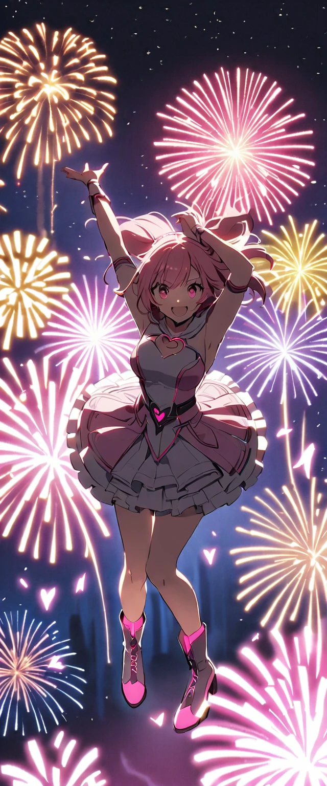 a girl in a pink dress standing on a platform with a light beam, from the azur lane videogame, azur lane style, anime style 4 k, macross delta splash art, best anime 4k konachan wallpaper, ultra hd anime wallpaper, anime art wallpaper 8 k, splash art anime , anime wallpaper 4k, anime wallpaper 4 k