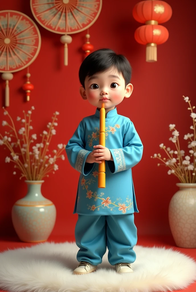 Cute Chinese baby boy portrait only needs the head
