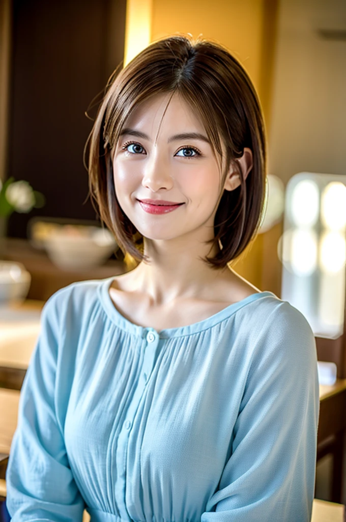 (Photo Real:1.4), (hyper realisitic:1.4), (Smooth lighting:1.05), 1 girl, (sad:1.4), mouth slightly open, neat and clean beauty, 22 years old, Soft lighting, Back lighting, (cheerfulness:1.2), (Finest Real Textured Skins), Narrow-eyed, Super fine face, glowy skin, retinas, Anatomically correct, acurate, Super Detail, Textured skin, High quality, high details, Best Quality, High resolution, short hair, Blouse