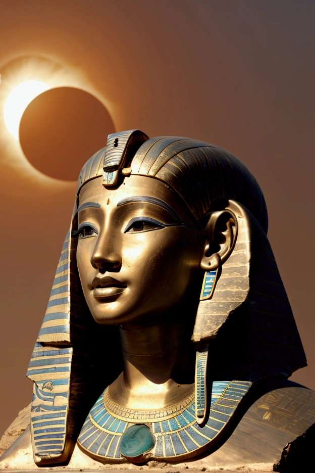 Ra and his solar Barque with a solar eclipse in horizontal 