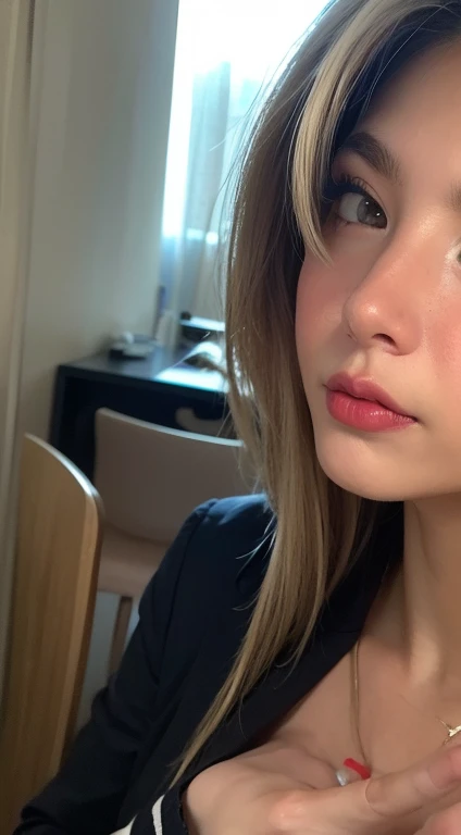 Sexy girl with medium breast, blonde hair