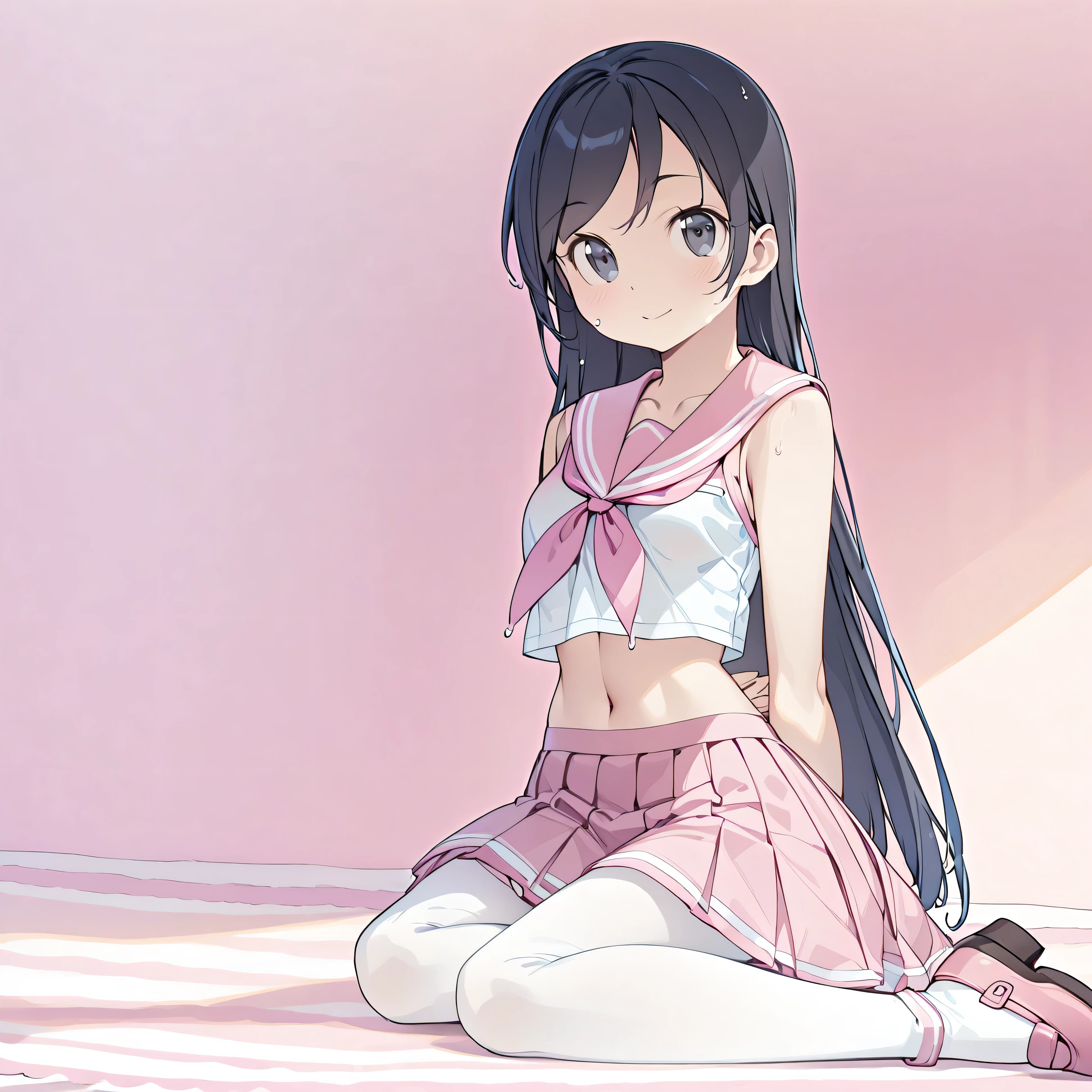 (masterpiece), (Best Quality), High resolution, (Very detailed), (Best illustrations), (Best Shadow), (so beautiful), (Very cute), (Absurd), (Pink Background), (Pink Room), (Pink carpet), Round face shape
(Very detailedな顔), Perfect body, Exquisitely painted faces, (High Contrast:2)
(頭からつま先まで全身View), Take the center,
My sister can't This is cute, (Aragaki Ayase), (Ayase Aragaki), 1 person,
Black Hair, Blue shiny hair, Long Hair, Black Eyes, Round Breasts, Shyness, smile, Pathetic,
Perfect body, Perfect Anatomy, Thin legs, Five Perfect Fingers, 1 person, so beautiful少女, Very cute少女, Big Eyes, slender, Narrow waist,
Beautiful Skin, Wet, sexy, charm, Young girl full body,
(1 person、Alone:1.3), Full Shot, Panorama,
(White and pink sailor suit), (Pink tie), (Transparent white shirt), (Pink and white checked pleated skirt),
White cotton socks,(White Pantyhose), Knee-high socks, Pink Loafers,
standing, (She turned around with her hands behind her back), (My skirt flipped up and my underwear was exposed), View,