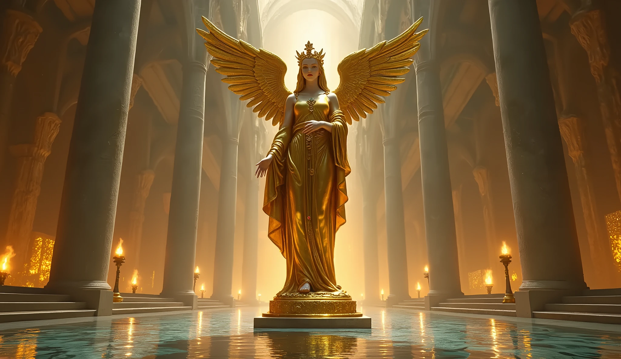golden statue of a winged animal holding a gold bowl, 8k octae render photo, 3 d render official art, 3d model of a japanese mascot, golden dragon, 3 d render character art 8 k, golden taurus, 3d 8k octan render, depicted as a 3 d render, trending on cgstation, cg art, cute 3 d render