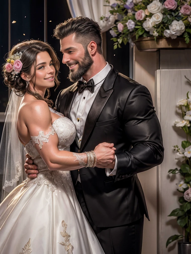 Mulher bonita; marido ao lado; casal.