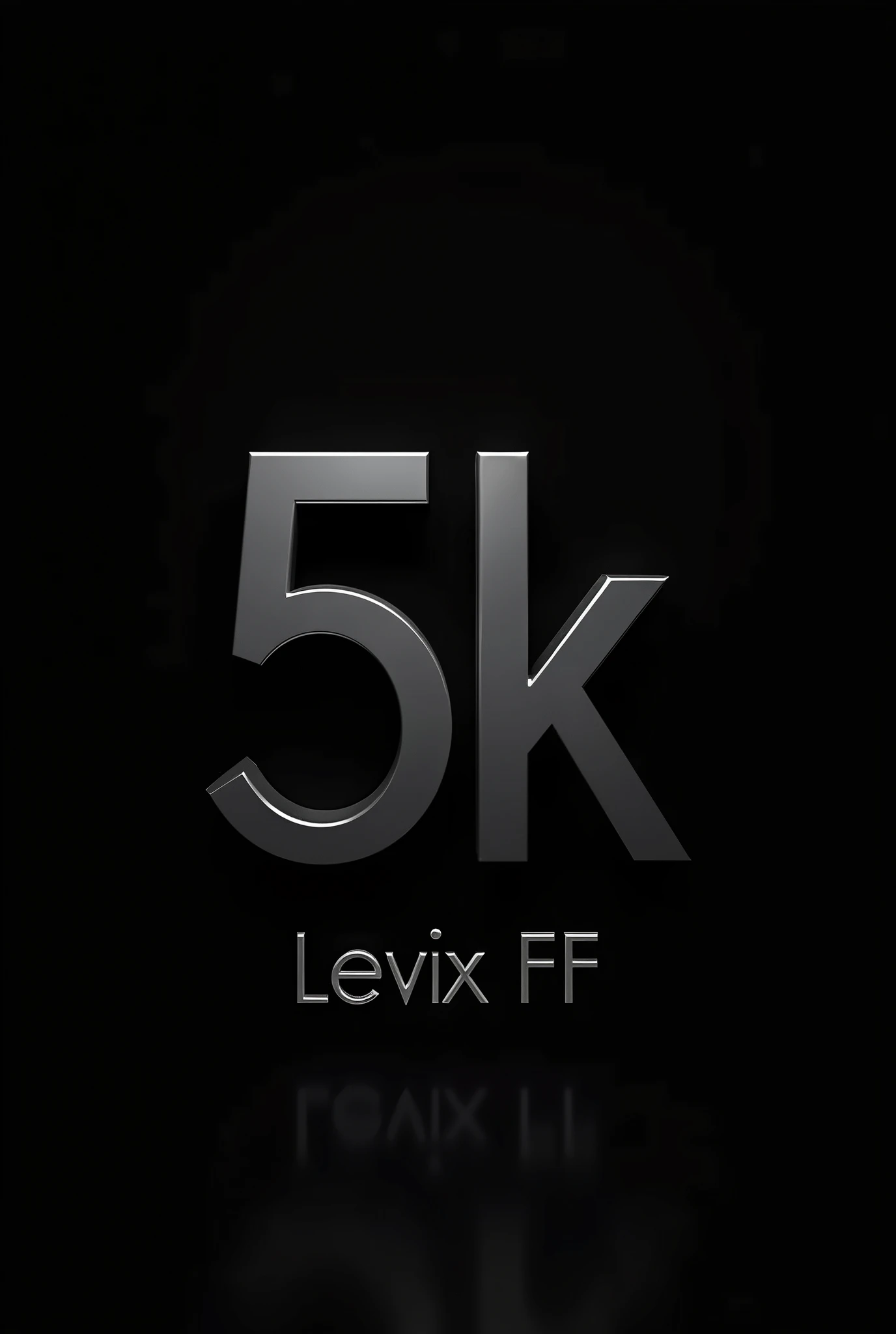 Black background 5k ,10k,100k written in a summarised way levix ff written in bold letters below the 5 k and more yt logo below levix ff