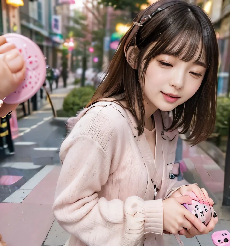there is a woman sitting at a table with a cell phone, zora々Shishi Japan of Girls, Realistic Young Gravure Idol, chiho, portrait of a japanese teen, 奈良美智, Chiho Aoshima, warm and gentle smile, Kotegawa Yui, Anime. Soft lighting,Live-action girl smiling