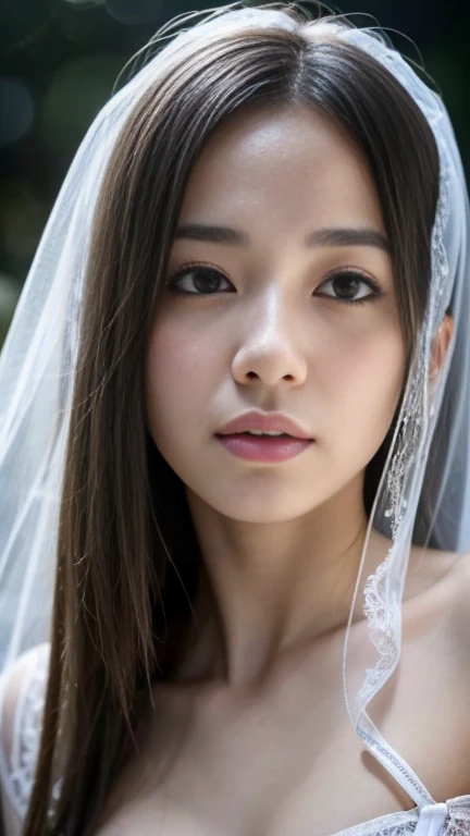 A beautiful young virgin girl praying, detailed face, long eyelashes, detailed lips, detailed nose, delicate features, angel veil, white lace underwear, detailed skin, petite figure, serene expression, heavenly light, ethereal, cinematic lighting, highly detailed, 8k, photorealistic, masterpiece