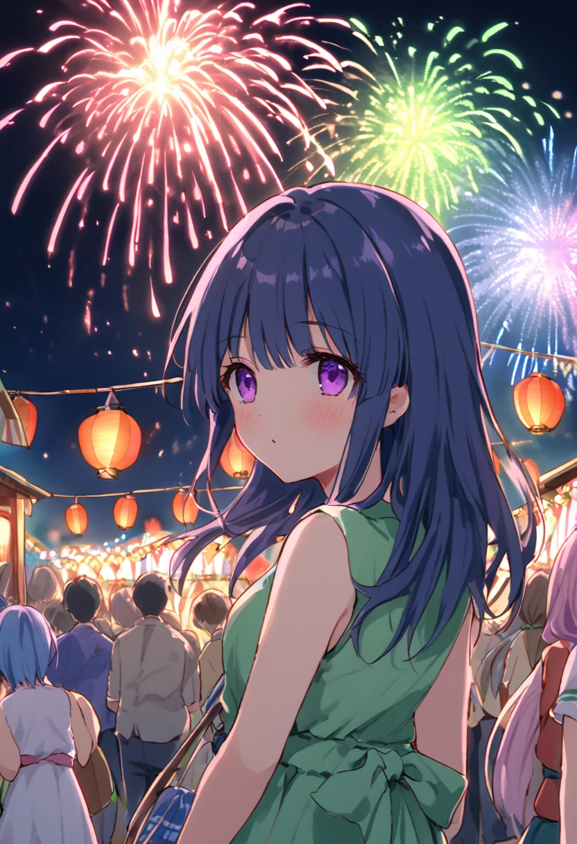 ((masterpiece, high quality, best quality, highres,))
aerial fireworks, night, night sky,
Yuzuki, white shirt, green skirt, <lora:Aoba_Yuzuki-10:1>