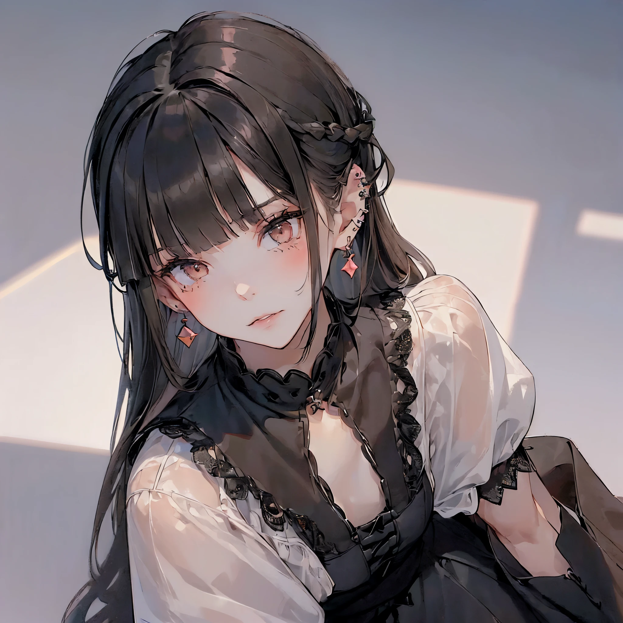 (((masterpiece))), top quality, super detailed, black hair,close eyes ,blind,woman,in rags,,Cold,