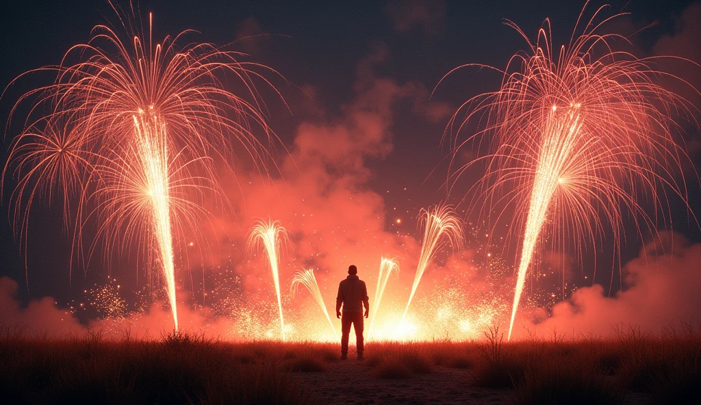 Background with、big explosion、Street、There are no people、from the front side、unmanned