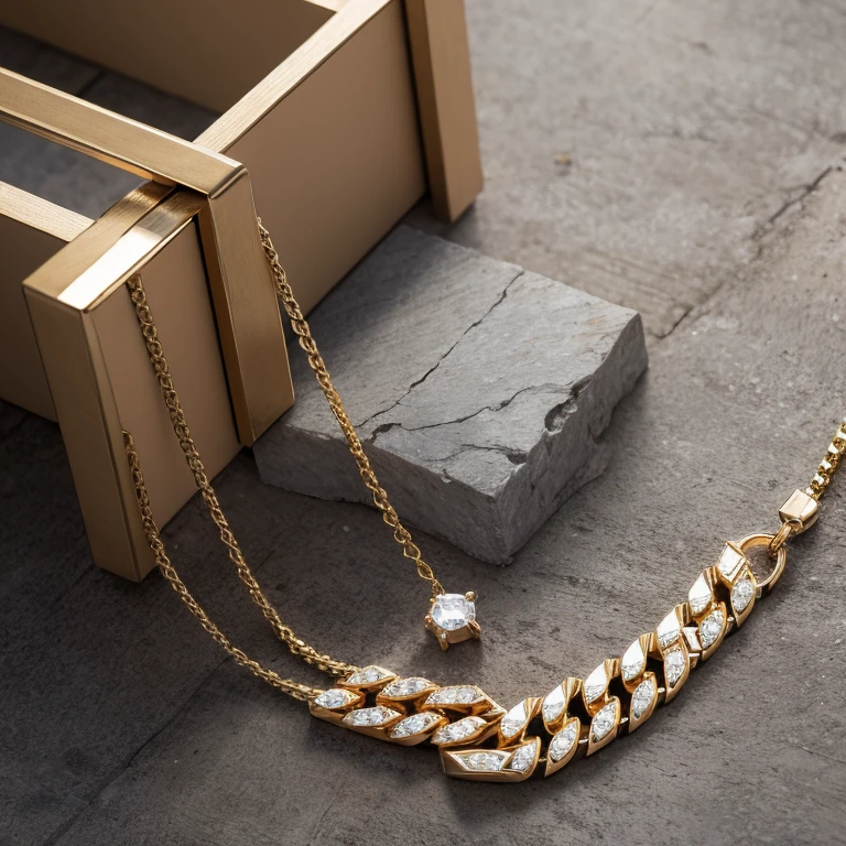 creates an image of a diamond-studded Cuban chain