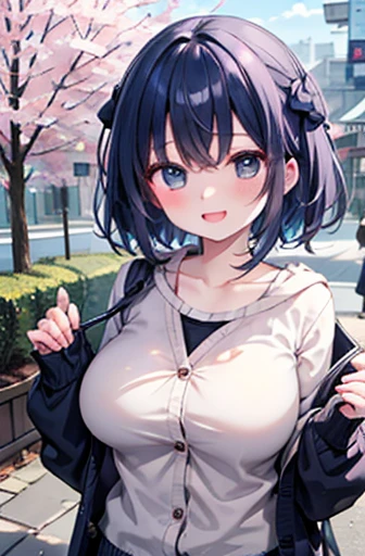 todoshizuko, purple hair, ponytail, hair ribbon, long hair, blue eyes, makeup, 15years old , large breasts, solo, nsfw, nipple,  ride a bicycle