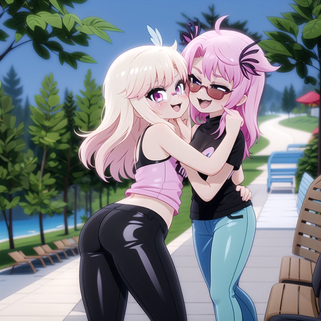 ((Two girl)),((Best Quality)),(Ultra-detailed),8k,(extremely detailed CG unified 8k wallpaper),Highly detailed,High-definition raw color photos,Professional Photography,((very beautiful big arround aseautiful very big bobs),very pink hair,Amazing face and eyes,Pink eyes,(amazingly beautiful girl), ((((the big dildo on ass)))),((((very lots sperm)))), (school uniform no pants),public area,squat,(((((((two female student on park together no pants))))))), (((public places with lots of people)))