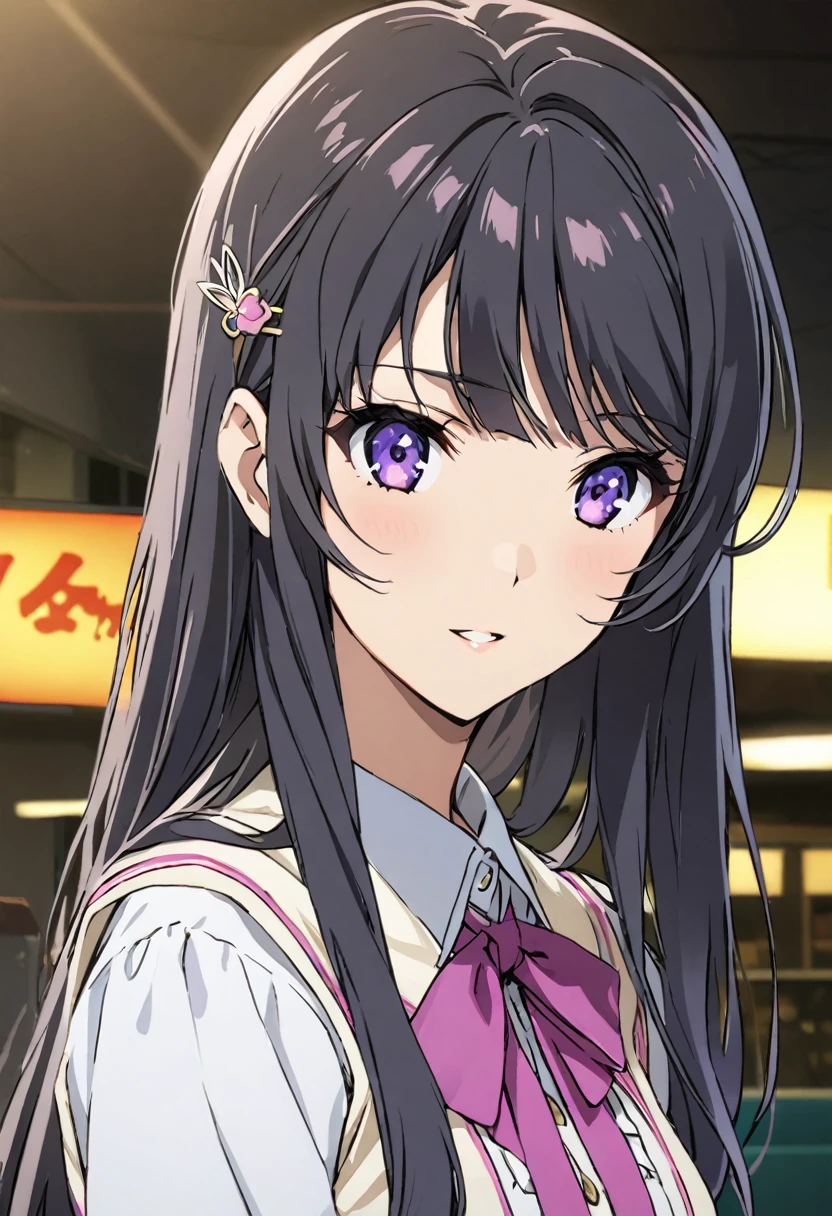 Mai Sakurajima、Long Hair、bangs、Black Hair、Hair accessories、Purple Eyes、Hair Clip、ウサギのHair accessories、