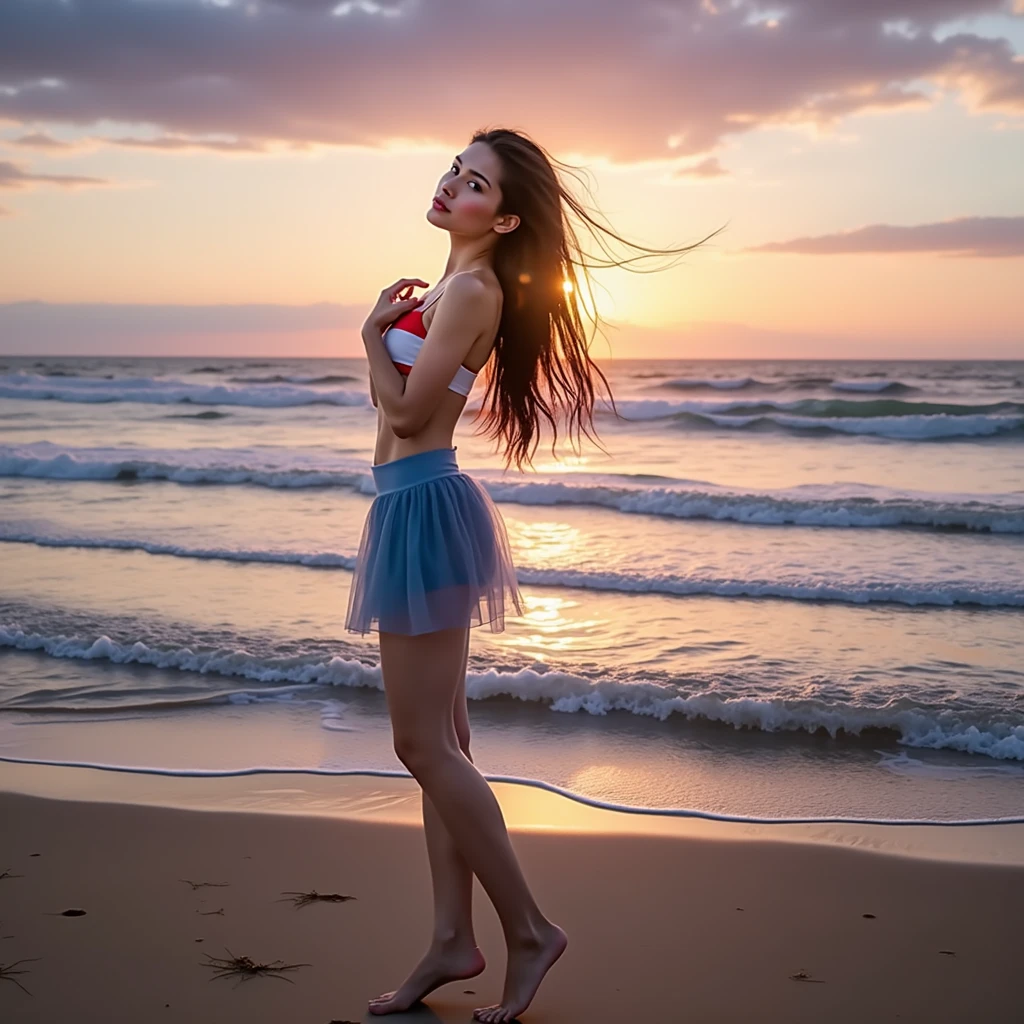 a sexy sailor mars, detailed female anatomy, hyper realistic, barefoot, almost nude, detailed skin, detailed face, dramatic lighting, cinematic composition, photorealistic, 8k, masterpiece, highly detailed, volumetric lighting, realistic skin pores, high quality, vibrant colors, dramatic shadows, realistic fabric, intricate details