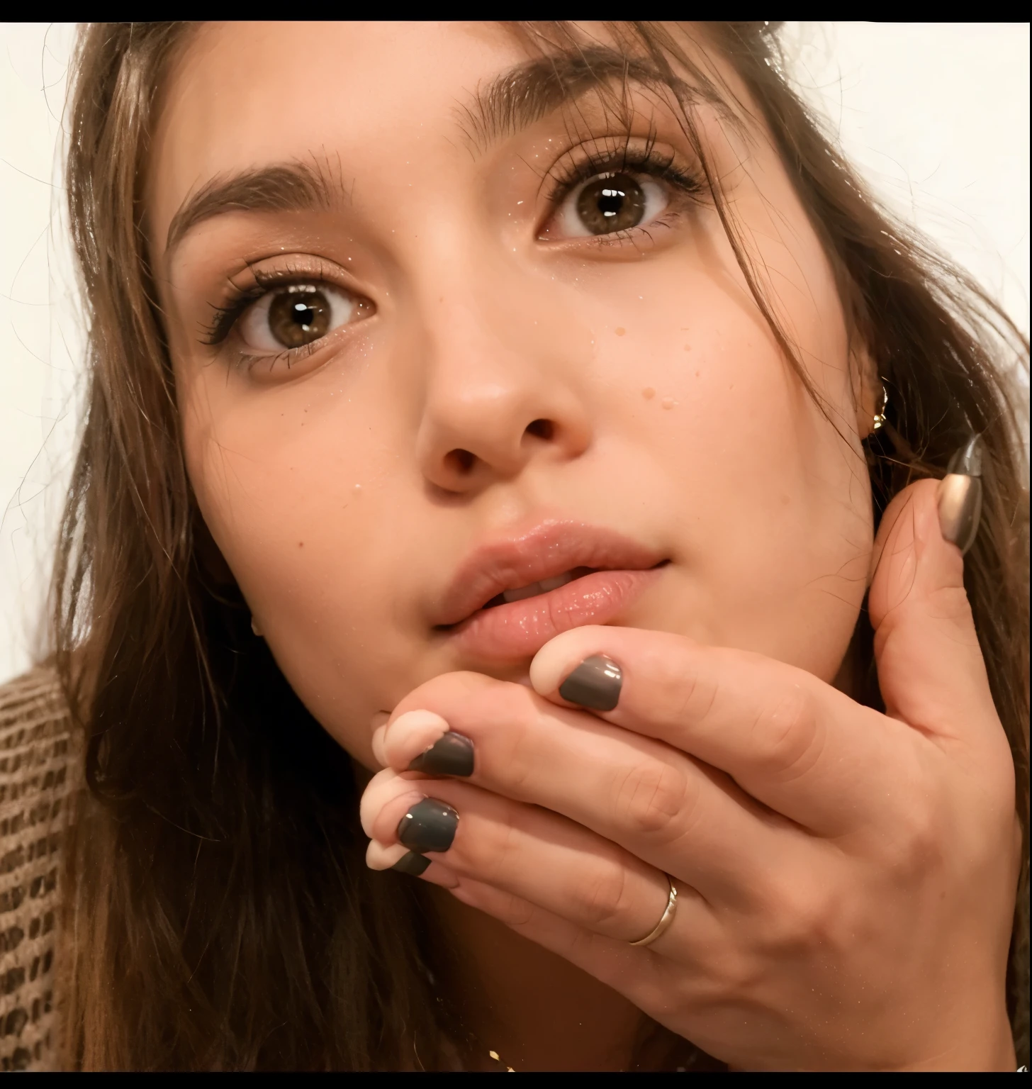 Portrait of a beautiful 18-year-old petit teen preparing to suck your dick