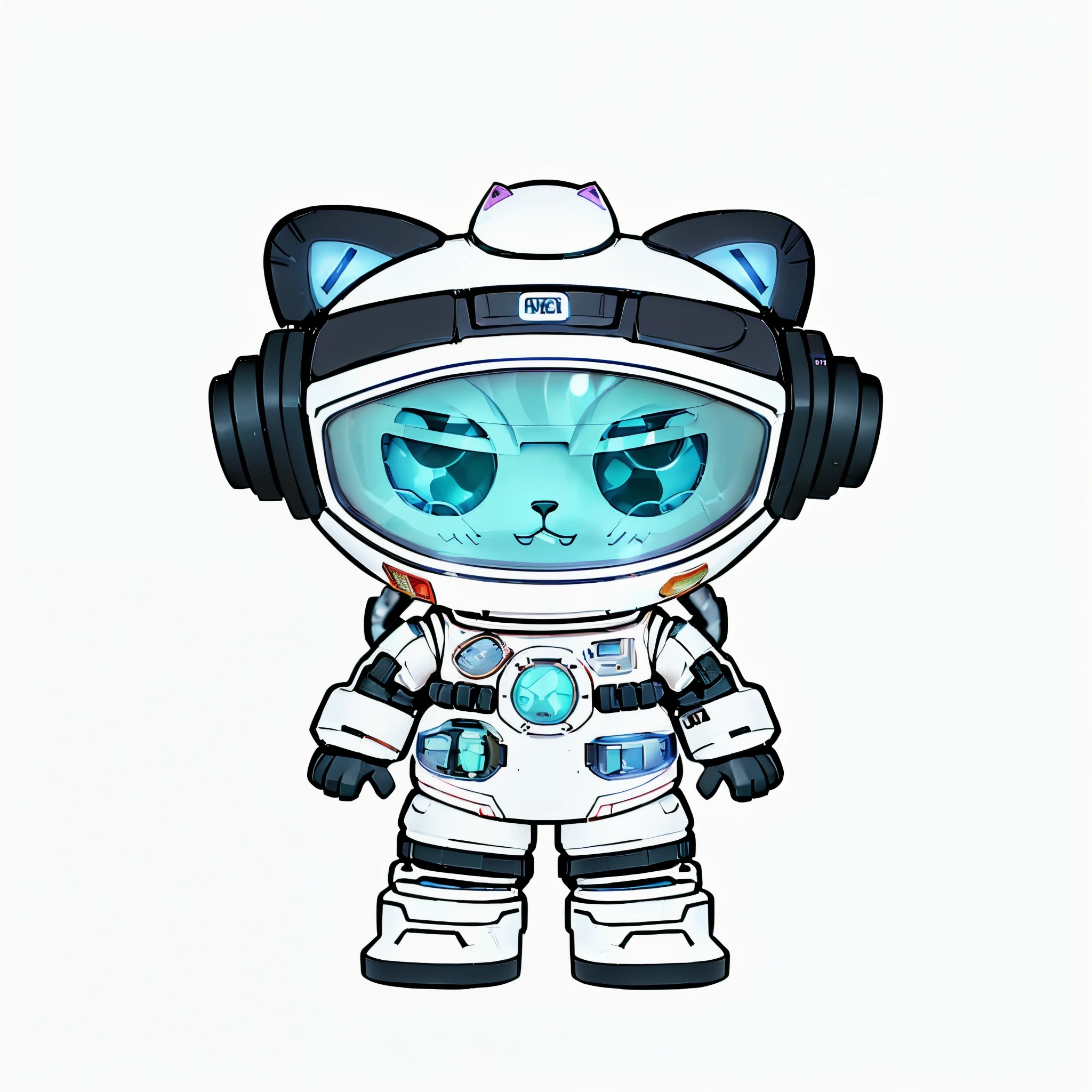 cartoon cat astronaut in space suit with headphones and a helmet, cyborg kitten, cyborg cat, a cyborg cat, astronaut cat, space cat, robot cat, cat from the void, gumball watterson, cat robot, an evil alien astronaut, this character has cryokinesis, toonix character, echo from overwatch, cybercat, in a space cadet outfit