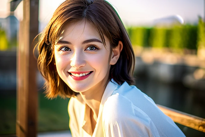 (8k, top quality, masterpiece: 1.2), (realistic, photorealistic: 1.37), super detailed, girl 1 person, 17 years old, solo, small breasts, beautiful detailed sky, detailed café, night, (blush), (smile: 1.15), (closed mouth), small, (shirt with collar: 1.1), night, wet, office clothes, rain, white lace, (short hair: 1.2), floating hair NovaFrogStyle, random sexy poses,