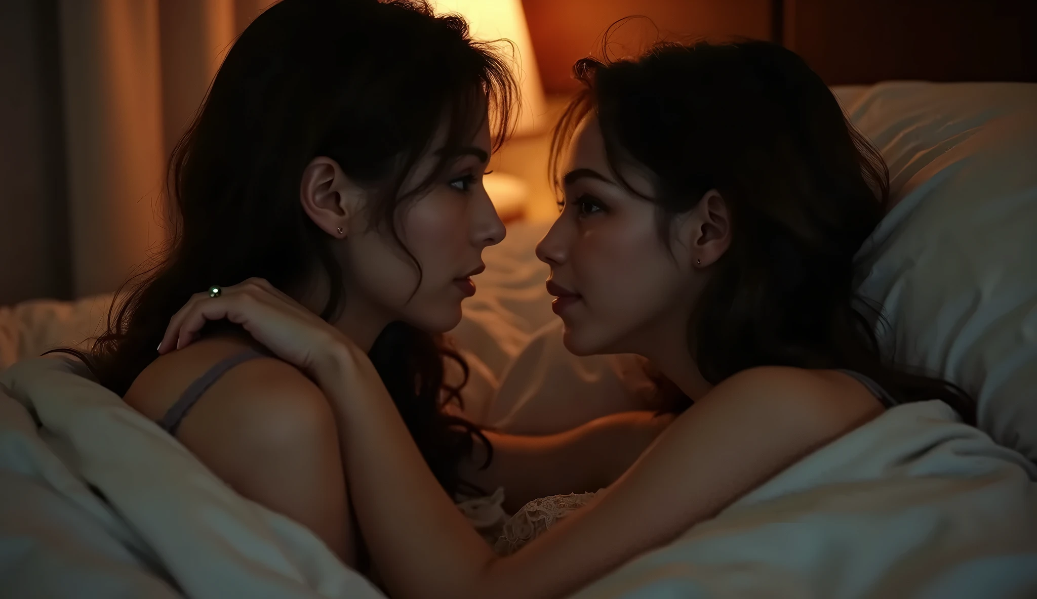 there is a woman laying on a bed with her ass in lingerie, 8 k sensual lighting, thicc, bottom angle, backlighted, 2b, 2 b, soft backlight, realistic soft lighting, highly detailed soft lighting, lit from behind, ultra realistic picture, sensual bodies, beautifully soft lit, low view, photorealistic perfect body, photorealistic picture, tease