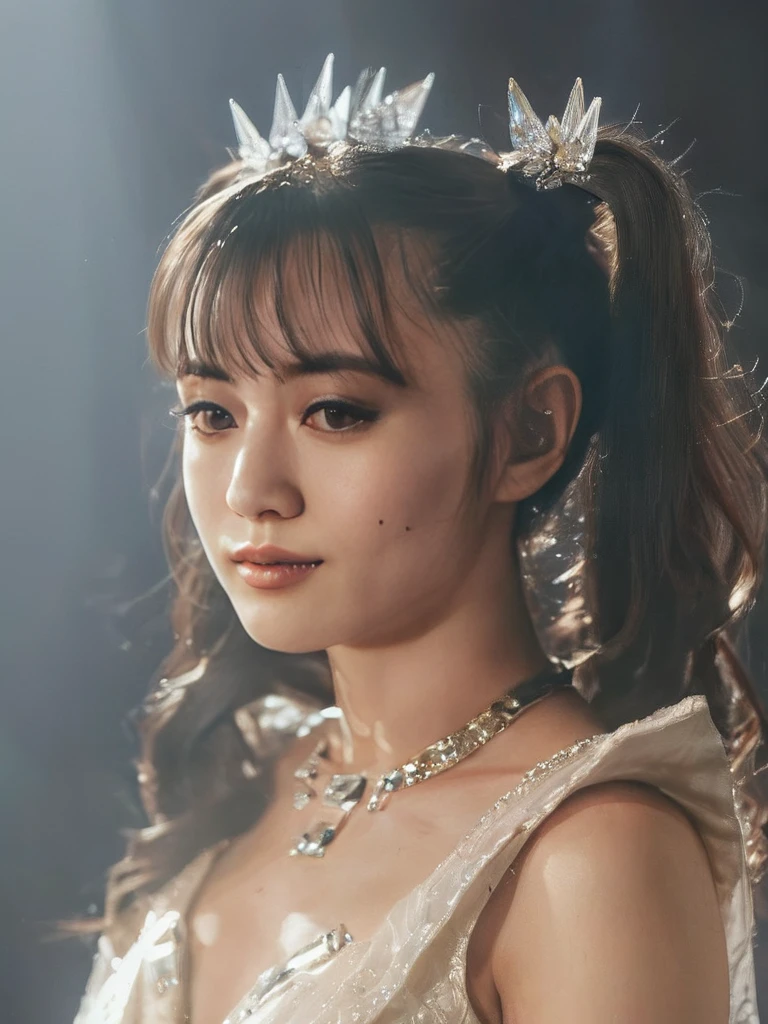 random posture, (very delicate and beautiful work), (masterpiece), 1girl, a girl in a white dress, high-detailed, leaking waist, contorted ponytail, charming look, beautiful clear eyes, green pupils, delicate necklace, delicate earrings, fairy ears, simple blurred background, very detailed description, beautiful, charming, ultra-fine painting, delicate face, delicate figure, thin collarbone, beautiful lips, beautiful breasts, soft back figure, mix4, (8k, RAW photo, best quality, masterpiece: 1.2), (realistic, photorealistic: 1.37),1girl,cute,cityscape, night, rain, wet, professional lighting, photon mapping, radiosity, physically based rendering, nudity