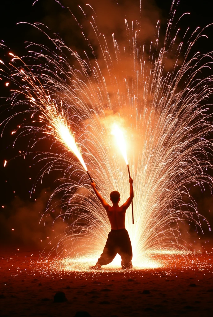 Anime man into a ring of fire