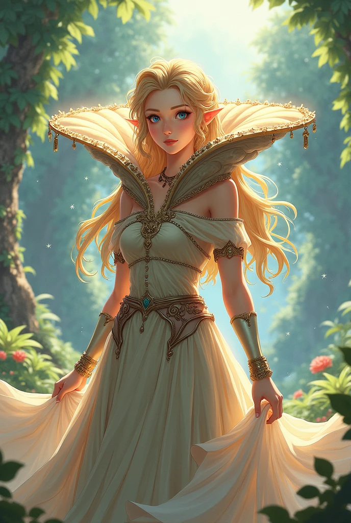 Anime, Princess Zelda wearing a Massive Popped Collar that's taller than her head